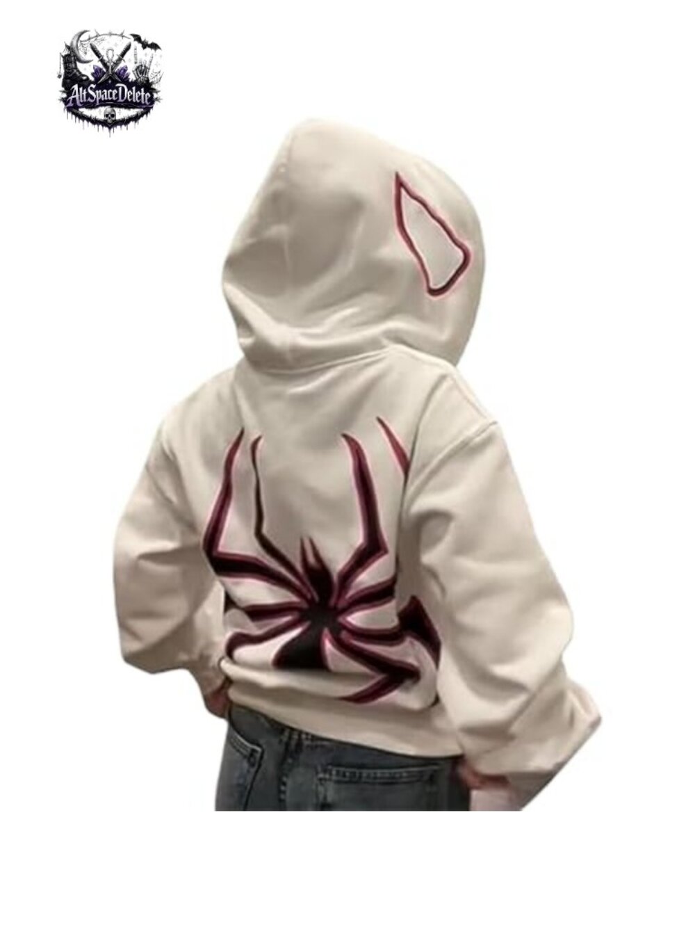 Oversized Spider Graphic Full Zip Hoodie Long Sleeve Y2K E-Girl Streetwear